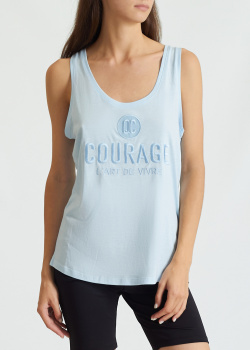 Голубая майка Quantum Courage с брендовой вышивкой, фото